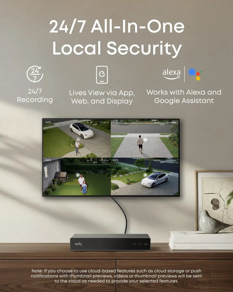 Powerful PoE NVR Security System With 4K Turret Cameras on screen display, featuring 24/7 recording, AI detection, smart home integration.