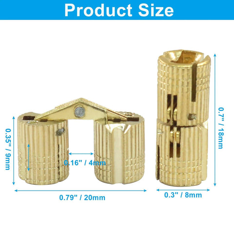 12 Pack 8 Mm Hidden Brass Barrel Hinges For Furniture And Jewelry Boxes With 180 Degree Opening Angle Durable Concealed Hinges For DIY Crafting Projects And Quick Install