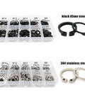 750 Pcs Retaining Rings Assortment Kit M6 To M15 External Circlips Snap Ring Set with black 65Mn and 304 stainless steel rings