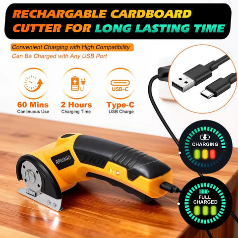 Heavy Duty Cordless Electric Scissors With 3000mAh Battery For Cutting Cardboard Boxes And Packing Tape Fast USB C Rechargeable Power Tool charging with USB-C cable