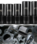 5-Piece Tap Socket Set For Large Taps 5/8 In, 11/16 In, 3/4 In, 7/8 In And 1 In With 1/2 In Drive Tap Socket Adapters shown with wrench in use