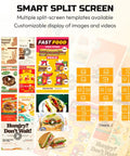Smart split screen layout showcasing multiple templates for Top Notch 37 Inch Black Digital Signage Display packing crisp Fhd graphics.