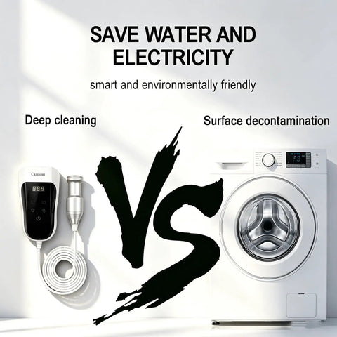 Portable Handheld Ultrasonic Cleaning Probe With Auto Timer And 60Khz Frequency, Adjustable Power for deep cleaning vs traditional washer.