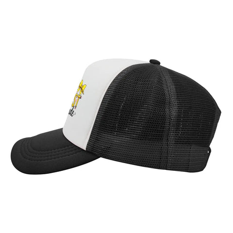 Side view of a black and white First Day Of First Grade Cool Baseball Cap For Men Breathable Washed Distressed Low Profile Hat