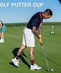 Two people using Indoor Golf Putting Green Set With 2 Cups And Flags, Easy Setup Practice Aids For Home Office Or Outdoor Use
