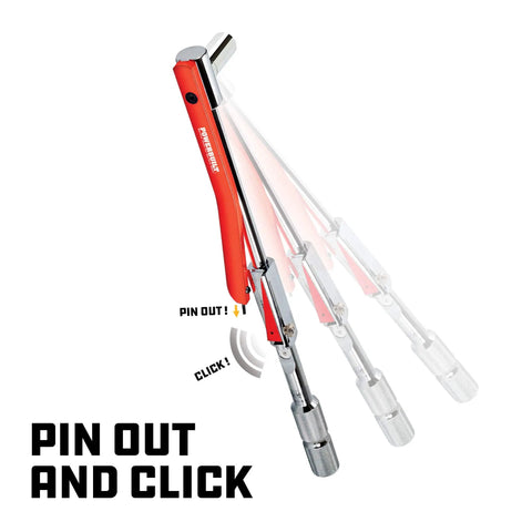 Beefy Half Inch Drive Deflecting Beam Torque Wrench With Audible Click Accurate 20 To 220 Ft Lbs showing pin out mechanism