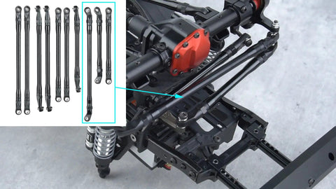 Aluminum Alloy Link Rod 313mm Upgrade Kit For 1 Tenth Scale RC Crawler Axial SCX10 II mounted on chassis