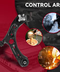 Frenzybro Front Lower Control Arm Kit Full 10 Piece Suspension Set With Ball Joints Sway Bar Links And Tie Rods For Smooth Ride Plus Oem Replacement Parts Compatibility, black steel control arm
