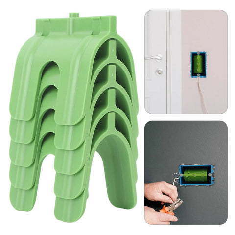 Top Tier 5-Piece Drywall Marking Tool Set For Electricians And DIY Pros to mark electrical outlet positions with durable green ABS plastic tools.