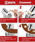 Step-by-step guide on using Grommet Tool Kit 3/8 Inch Heavy Duty Eyelet Pliers with 300 Pcs 10mm Metal Grommets Set for various materials