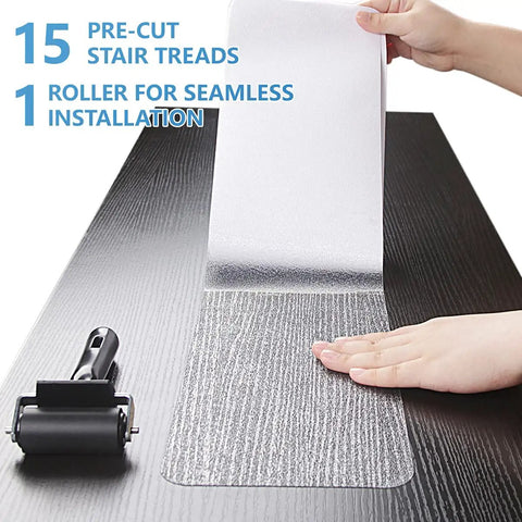 Non Slip Stair Treads 6x24 Inches 15 Pack Clear Anti Slip Strips For Wooden Indoor Steps Waterproof Grip Tape Safe For Seniors