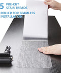 Clear No Slip Stair Treads 6 By 30 Inches 15 Pack Pre Cut For Wooden Indoor Steps Waterproof Grip Tape installation with roller