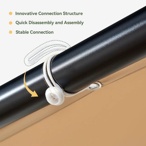 Close-up of innovative connection structure of 10x6 Lean To Gazebo With Water Resistant And UV Resistant Canopy Wall Mounted Sloped Roof Awning.