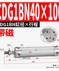 Solid Mini Cylinder CDG1BN20-25 32 Manipulator For Up And Down Pulling Action In Multiple Stroke Lengths From Fifty To Three Hundred Millimeters One Color Finish Compact Industrial Grade Component - technical drawing with dimensions.