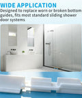 Framed Sliding Shower Door Bottom Guide White For Glass Shower Doors Track Guide Replacement Parts in bathroom setting