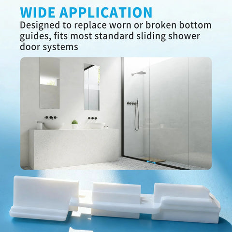 Framed Sliding Shower Door Bottom Guide White For Glass Shower Doors Track Guide Replacement Parts in bathroom setting