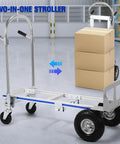 2 In 1 Heavy Duty Industrial Cart With Wheels Folding Dolly Cart 800 Lbs Capacity Foldable Toe Plate Durable Steel Frame Ideal For Movers And Pros Easy Transport On Job Sites And In Warehouses, shown folded with boxes
