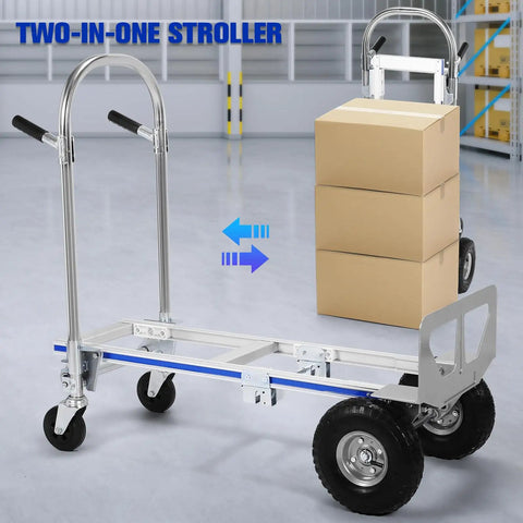 Two In One Convertible Hand Truck With Wheels And Folding Toe Plate 800 Lbs Capacity Aluminum Construction Easy One Hand Conversion Workhorse Build For Tough Jobs Stows Compact In Small Spaces, aluminum cart with boxes
