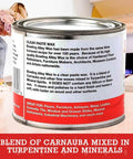 Top Shelf Bowling Alley Clear Paste Wax For Real Deal Surface Protection And Sweet Finish Polishing With Heavy Duty Carnauba Formula In Trusty 16 Oz Tin Can with detailed label.