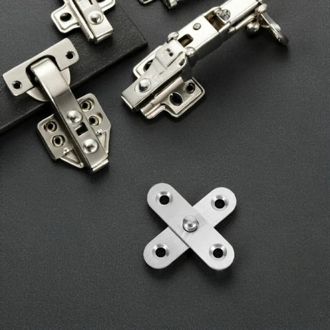 Stainless Steel Hidden Bookcase Door Hinges, 6 Pack, 360 Degree Rotating Supports shown on black surface