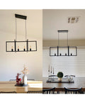 4 Light Modern Farmhouse Kitchen Island Chandelier Matte Black Industrial Pendant Lighting with adjustable height over dining tables.