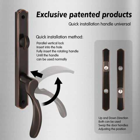 Top Tier Hinged Patio Door System With Slick Lever Handle Mortise Lock For Screen Storm Door Quick Fix Oil Rubbed Bronze installation guide
