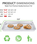 25 Pack 1/4 Size Cookie Sheet Baking Pans 12.8 By 8.9 Inch Heavy Duty Nonstick Aluminum Foil Trays Disposable with cookies