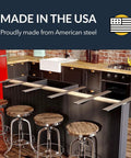 Hidden Countertop L Bracket For Overhang Support Beefy Heavy Duty Steel shown under kitchen countertop with stool seating
