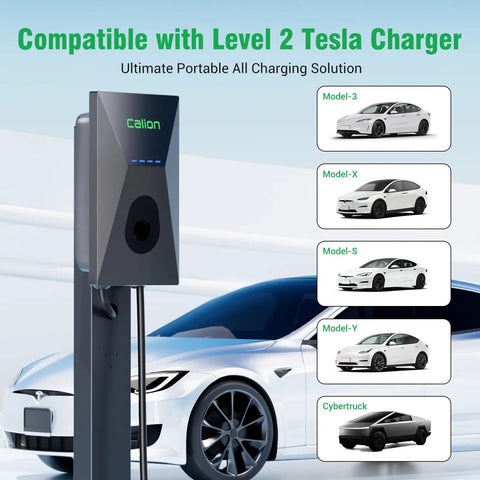 Level 2 EV Charger For Tesla With 50 Amp 240V Fast Home Charging, Smart App Control And WiFi, compatible with Model Y, 3, S, X