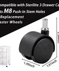4 Piece Replacement Casters Wheels Compatible With 3 Drawer Cart M8 Utility Cart Wheels Replacement 360 Degree Swivel