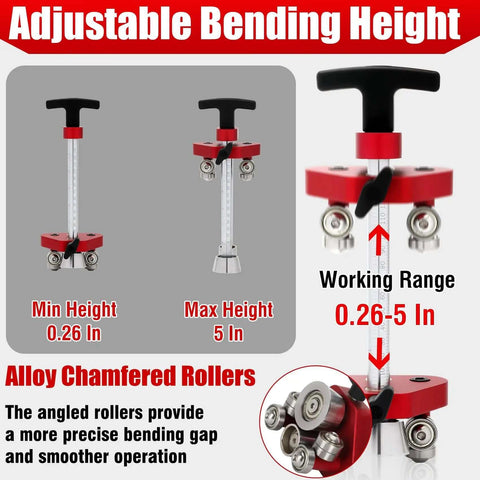 Edge Roller For Sheet Metal Bending With 0 To 100 Degree Range showing adjustable height feature and alloy chamfered rollers