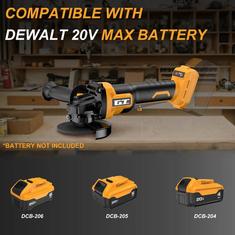 Killer Cordless Angle Grinder With Three Speed Settings And Paddle Safety Switch For Zero Hassle Metal Cutting And Grinding Compatible With DeWalt 20V Max Tools Tool Only displayed with 20V batteries.
