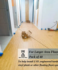 Flooring Spacers 1/2 Inch And 1/4 Inch Pack Of 40 used in laminate plank installation, ensuring even gaps in a room.