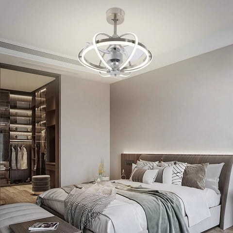 Ceiling Fan with Light and Handheld Controller, 3 Color Temperatures, 6 in a modern bedroom setting with stylish decor.