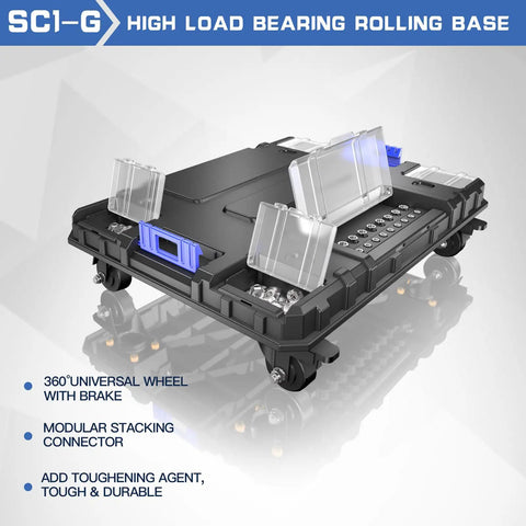 High load bearing rolling base of Five Tier Stackable Rolling Toolbox With Wheels And Drawers