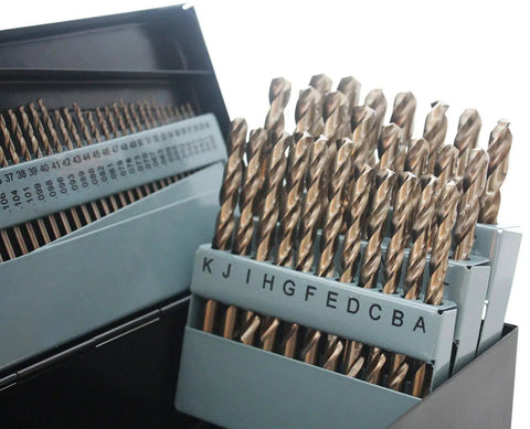 M35 HSS Drill Bit Set With 5 Percent Cobalt, 115-Piece Pro Grade Bits, 135 Degree Split Point, Sizes 1/16 To 1/2 Inch, Includes 1-60 And A-Z Bits, Heavy Duty High Speed Steel For Stainless Steel