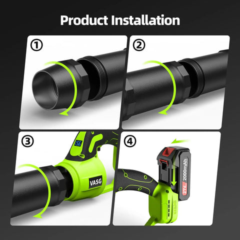 Cordless Leaf Blower With Three 21V Batteries And Fast Charger For Continuous Power Variable Speed Lightweight Handheld assembly guide