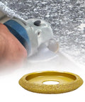 Concrete Diamond Cup Grinding Wheel With V Shaped Groove 20mm Bore For Angle Grinders 46 Grit Dry Polishing Disc in use