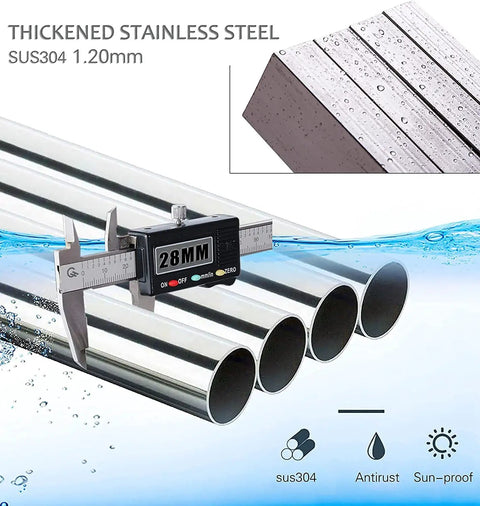 Premium Stainless Steel Clothes Drying Rack Adjustable Indoor Outdoor Length Folds Flat shows thickened SUS304 stainless steel tubes.
