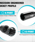 Precision engineered socket profiles from O2 Sensor Socket Set With 6 Sizes And 3/8 Inch And 1/2 Inch Drives