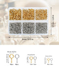 Must Have Gold And Silver Screw Eye Pins Set For DIY Jewelry Making And Craft Projects, 400 Small Eyelet Pins With Organizer Box