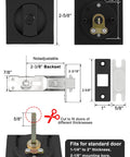 Matte Black Pocket Door Lock Set For Sliding Doors Square Pocket Door Hardware Kit size and dimension display