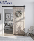 Sliding Barn Door Soft Close Hardware Kit For Single Door With Invisible Track Design Includes Step By Step Manual Fits 36 Inch Door Panel For A Smooth Quiet Operation Across Five To Ten Feet Of Track And Durable Two Piece Track System installed in a living room