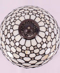 Stained Glass Style Lampshade Replacement For Table Floor Pendant And Ceiling Fixtures, 16 Inch Pearl Bead Glass Shade With Crystal Accents