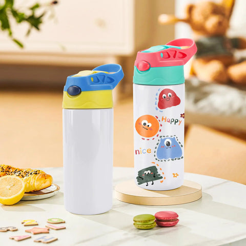 5 Pack Kids Sublimation Tumbler With Lid And Straw 12 Oz Stainless Steel Insulated Cups For DIY Heat Press Print projects