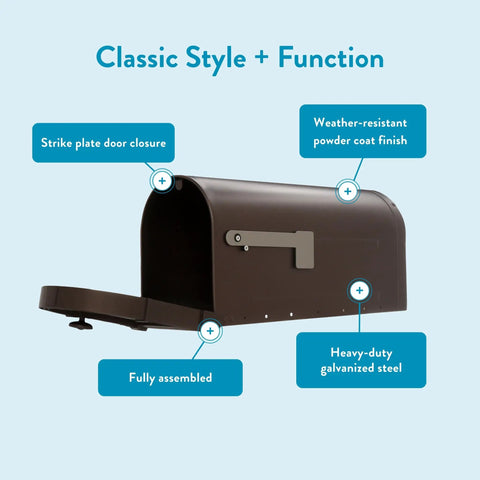 Heavy Duty Post Mounted Bronze Mailbox Built Tough With Weatherproof Galvanized Steel Large Curbside Mailbox With Magnetic Latch