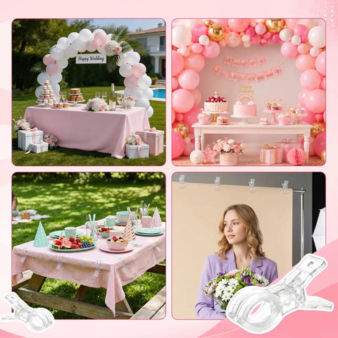 Super Cool 10 Pack Clear Spring Balloon Arch Clips That Grip Tight For Your Birthday Wedding Or Photo Studio Decor Setup Without Messing Up The Look! clear plastic clips on balloon arches and backdrop setups