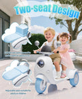 2 Seat Kids Motorcycle Ride On Toy With 12V Dual Motors 3 Wheel Electric Bike For Kids Ages 3 And Up With USB Bluetooth Lights