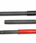 Ratcheting Pipe Threader Kit For Standard Galvanized And PP-R Pipes, shown with three threaded pipe sections