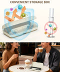 Dope Rechargeable Handheld Milk Frother Wand with stand, 3 speed settings, 3 stainless steel whisks, storage box, electric drink mixer